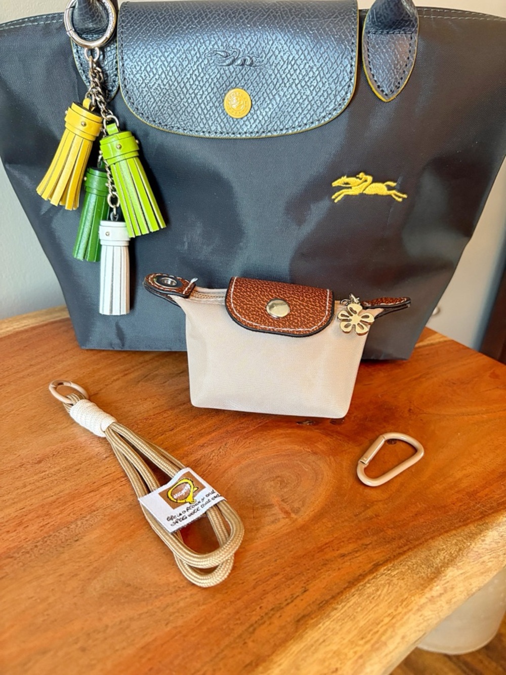 ♥️💖 NEW Mini Longchamp Le Pliage Like Bag Wristlet Bag Charm Keychain NWOT